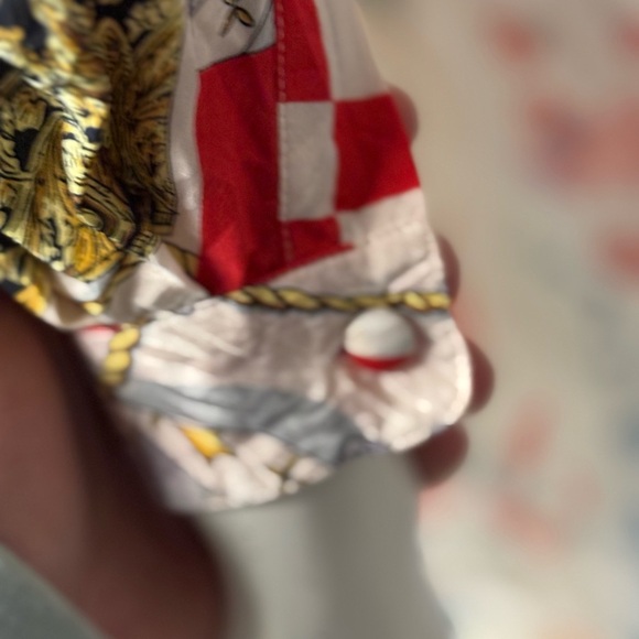 Vintage Silx Women's Red and Black Patterned Blouse - Picture 5 of 12